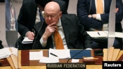 Russian Ambassador to the United Nations Vasily Nebenzya attends a UN Security Council meeting in New York. (file photo)