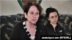 Armenia -- Larisa Ytarian (L), the mother of a man who died after police interrogation, speaks to RFE/RL in Yerevan, Aptil 16, 2019.