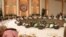 A general view of the Arab League participants during lunch in the Jordanian Dead Sea resort of Sweimeh, March 29, 2017