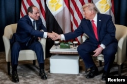 US President Trump holds a bilateral meeting with Egyptian President Abdel al-Sisi at the World Economic Forum in Davos, Switzerland, on January 21.