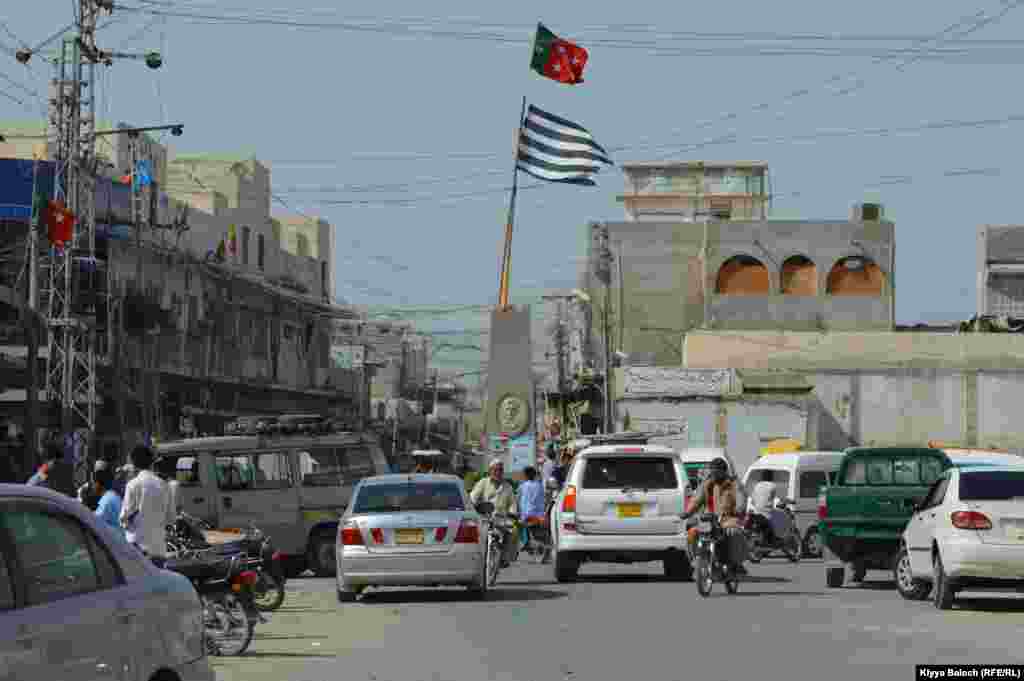 Political activists are still keen to hoist their flags on this important Turbat landmark.