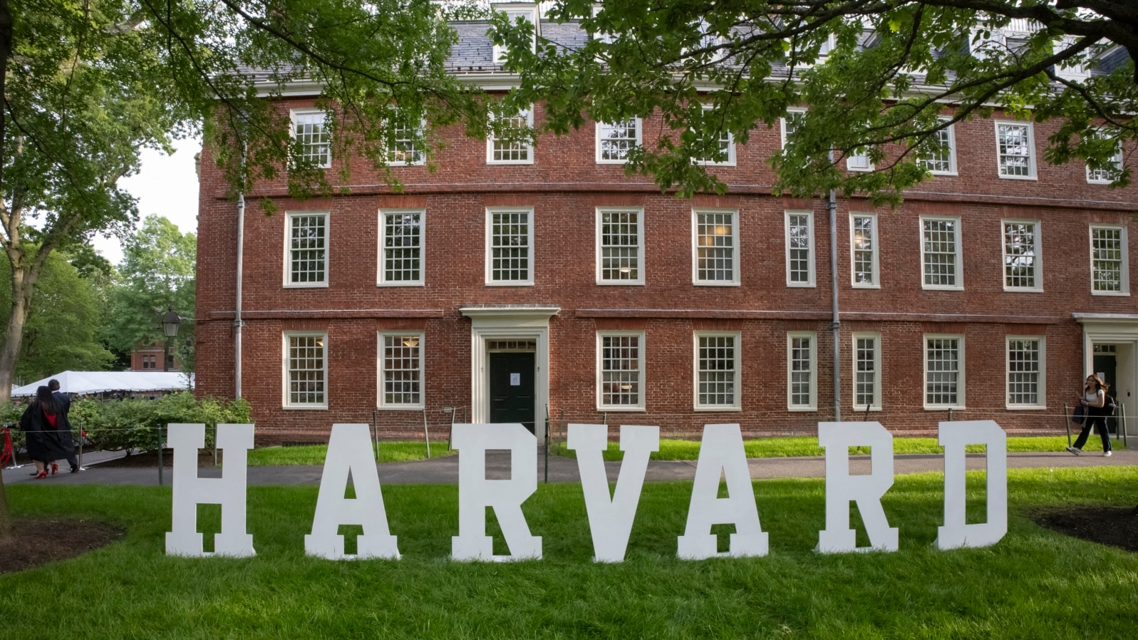 (FILES) A Harvard sign is seen at the Harvard University campus in Boston, Massachusetts, on May 27, 2025.