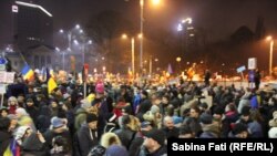 Акция протеста в Бухаресте, Румыния, 5 февраля 2017 года. 