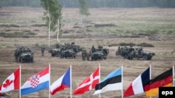 NATO soldiers conduct exercises in Zagan, Poland, on June 18.