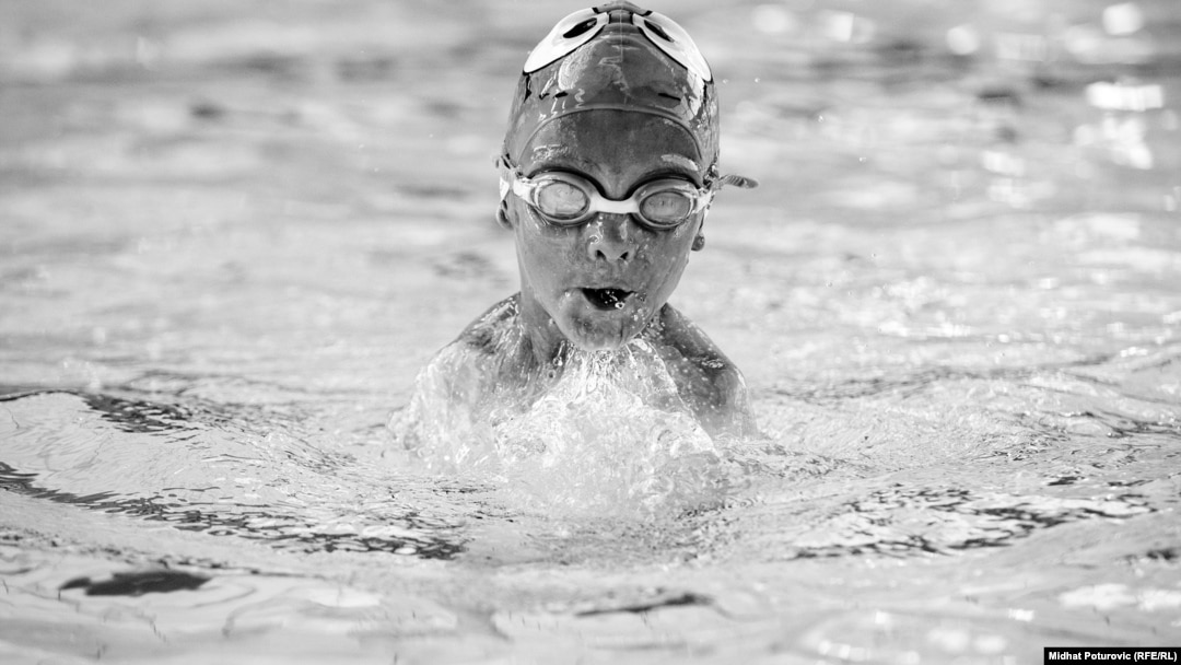 Ismail swims at Sarajevo's Olympic pool. 