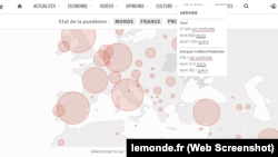 Карта в Le Monde, де Крим позначений як українська територія