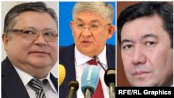Бывший госсекретарь Марат Тажин, новый госсекретарь Крымбек Кушербаев, возглавлявший администрацию президента, и новый руководитель президентской администрации Ерлан Кошанов.