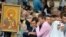 Ukraine -- Believers take part in the service and the ceremony in Kiev on July 27, 2013, marking the 1025th anniversary of Christianity of Kievan Rus. 