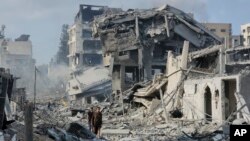Գազայի հատված - Իսրայելի զինուժի հարվածներից ավերակների վերածված շենքեր Գազա քաղաքում, 10-ը նոյեմբերի, 2023թ.