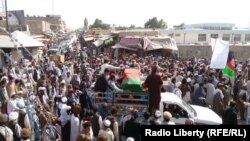 A protest against Afghan police in Paktika Province, July 2015.