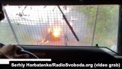 Палає український НРК, уражений російським дроном, Слов'янський напрямок, червень 2026 року