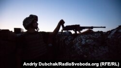 Ukraine -- Ukrainian marine at the front line position near Vodiane, Donetsk region, 22Jun2018