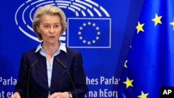 Predsjednica Europske komisije Ursula von der Leyen na konferenciji za medije u Briselu 17. 4.2024.