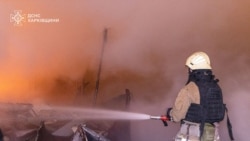 Тушение пожара после российского удара по Харьковской области
