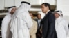 Bahrain's foreign minister, Abdullatif bin Rashid al-Zayani (left), greets US Secretary of State Marco Rubio upon his arrival in Bahrain on June 24. 