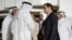 Bahrain's foreign minister, Abdullatif bin Rashid al-Zayani (left), greets US Secretary of State Marco Rubio upon his arrival in Bahrain on June 24. 