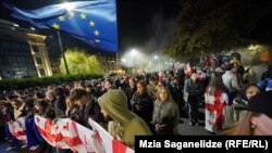 ჯგუფ "დაიტოვეს" მიერ ორგანიზებული საპროტესტო აქცია თბილისში. 10 ნოემბერი, 2024 წელი