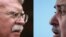 Collage of US National Security Adviser John Bolton and Iran FM Mohammad Javad Zarif. FILE