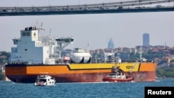 File photo of Russian-flagged crude oil tanker.