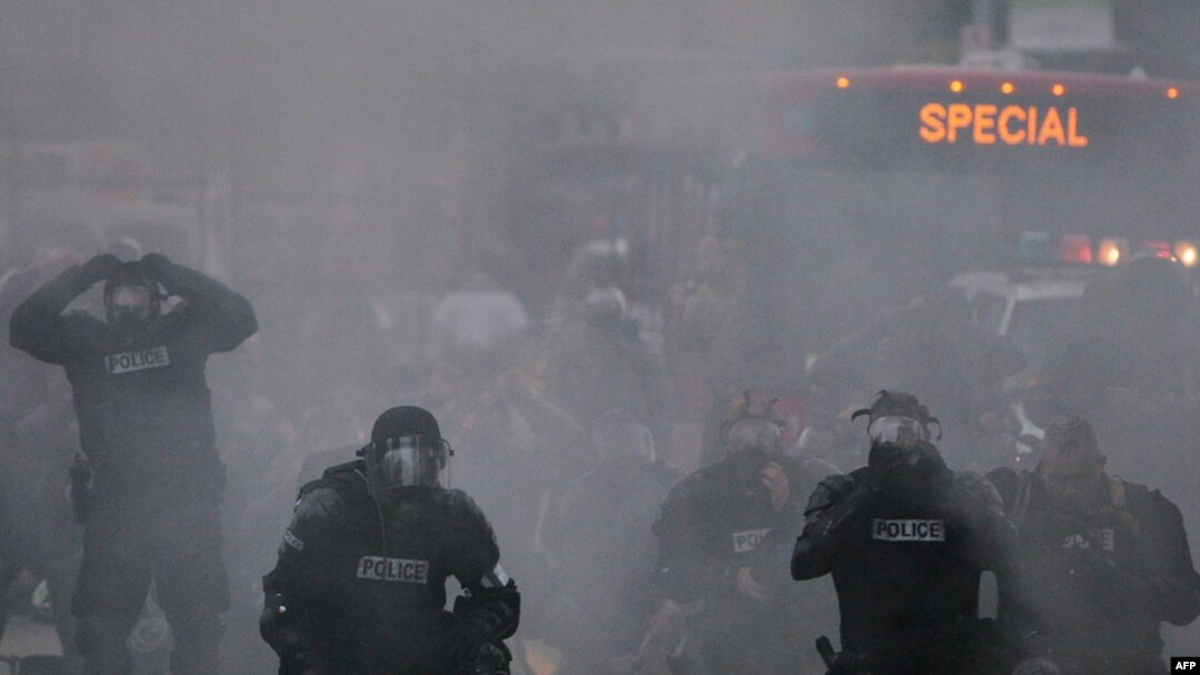 The post-summit demonstration took aim at perceived brutality by police during the Pittsburgh gathering.