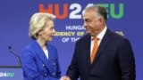 Ursula von der Leyen, az Európai Bizottság elnöke és Orbán Viktor miniszterelnök Budapesten, az uniós vezetők informális találkozóján, 2024. november 8-án