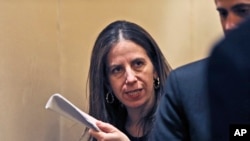 Sigal P. Mandelker, the undersecretary for terrorism and financial intelligence at the U.S. Treasury, talks to a journalist at a press briefing in Dubai, United Arab Emirates, Thursday, July 12, 2018. A top U.S. official focused on sanctions on Iran linke