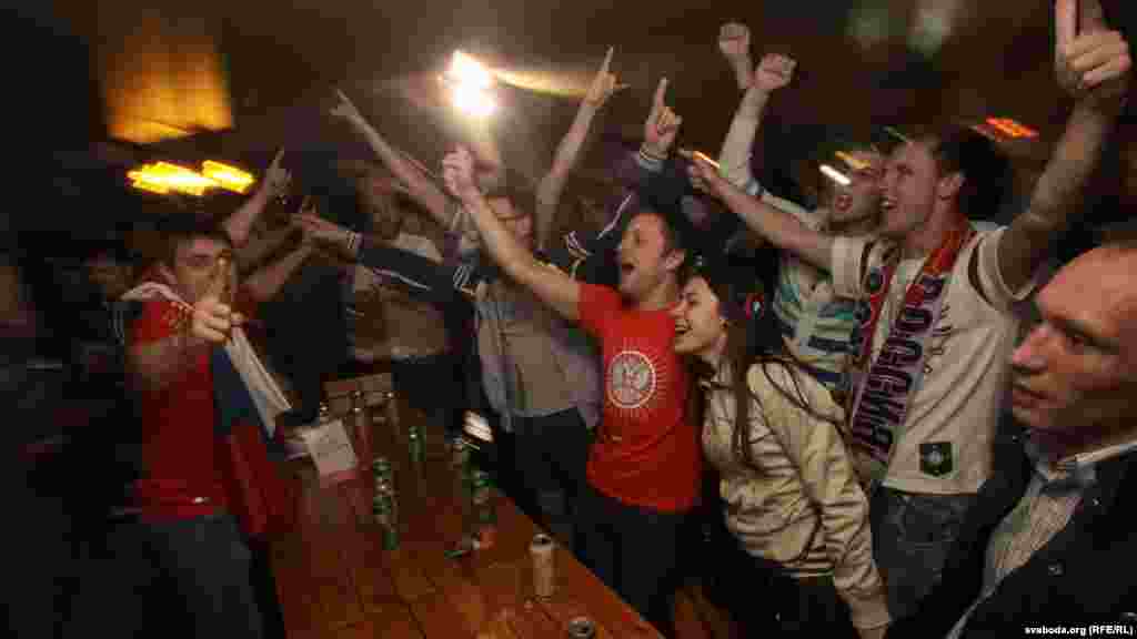 Belarus - Football fans in a pub in Minsk, 12Jun2012