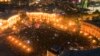 ARMENIA -- Opposition demonstrators gathered on the Republic Square celebrating Armenian Prime Minister Serzh Sarkisian's resignation in Yerevan, April 23, 2018