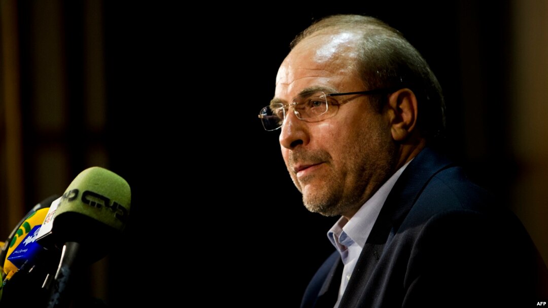 Iran -- Mayor of Tehran, Mohammad Bagher Qalibaf speaks during a press conference after registering his candidacy for the upcoming presidential election at the interior ministry in Tehran, 11May2013