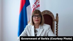 Маја Гојковиќ додека беше министерка за култура на Србија, 8 септември 2021 година.