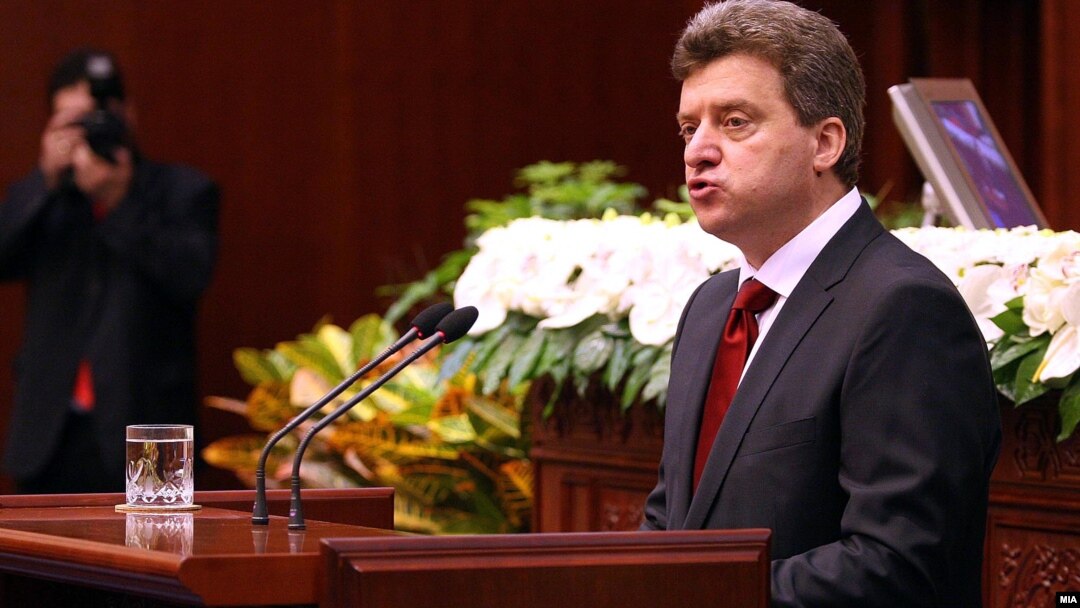Претседателот Ѓорѓе Иванов зборува во македонското собрание, 2009.
