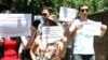 Armenia - A demonstration against pension reform outside the parliament building in Yerevan, 18Jun2014.