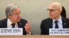 آنتونیو گوترش دبیرکل سازمان ملل متحد (سمت چپ) و ولکر تورک کمیسر عالی حقوق بشر سازمان ملل متحد در افتتاحیه نشست شورای حقوق بشر در ژنو