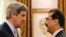 Pakistani Prime Minister Yousuf Raza Gilani (right) shakes hands with U.S. Senator John Kerry during a May 16 meeting in Islamabad