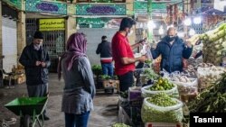 Fruit and vegetable stalls in Tehran's famous Tajrish Marketplace. March 30, 2020.