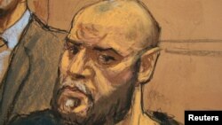 An artist's impression of Muhanad Mahmoud al-Farekh in a federal court last year in New York.