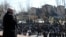 Armenia - Opposition leader Vazgen Manukian addresses supporters blocking a street adjacent to the Armenian parliament building in Yerevan, February 26, 2021.