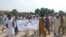 Local police demonstrate in the Lakki Marwat district of Khyber Pakhtunkhwa Province on September 9. 