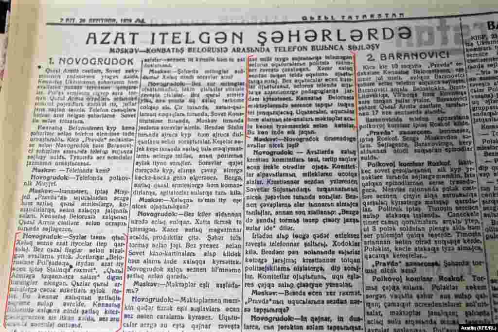 26 сентябрь санында чыккан интервьюда полковник Моисеев, Мәскәү журналисты сорауларына җавап биреп, басып алынган Новогрудок шәһәрендә &ldquo;бигрәк тә балалар шатланалар, һәр җирдә аларның шат йөзләре күренә&rdquo; дип сөйли. Мәскәү журналистын ул җирләрдәге азчылык халыкларның мәктәпләрдә милли телдә уку мөмкинлеге булу-булмавы да кызыксындыра.