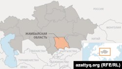 Жамбылская область на карте Казахстана.