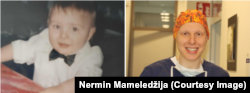 Nermin kao beba u njemačkom gradu Offenbach na Majni u kojem se rodio tokom rata, te kao mladi zubar u Peine gdje sada radi