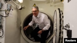 British Prime Minister Kier Starmer visiting a nuclear submarine earlier this week