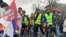 Serbia - Novi Sad - Students on bicycles ride to Strasbourg to show the European public that the government in Serbia did not fulfill the students' demands regarding the fall of the canopy