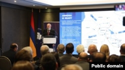 Armenia - Prime Minister Nikol Pashinian speaks at a conference in Yerevan, October 12, 2024.