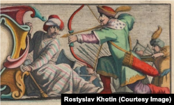 Права частина картуша мапи Дніпра Йоганесса Блау. Амстердам, 1662 рік