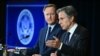 U.S. Secretary of State Antony Blinken (right) and British Foreign Secretary David Cameron hold a joint press conference at the State Department in Washington on April 9.