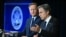 U.S. Secretary of State Antony Blinken (right) and British Foreign Secretary David Cameron hold a joint press conference at the State Department in Washington on April 9.
