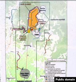 Harta exploatării de aur din Valea Rovina foto credit: Euro Sun Mining
