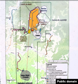 Harta exploatării de aur din Valea Rovina