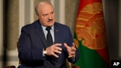 Belarusian strongman Alyaksandr Lukashenka in conversation with the Associated Press on May 5. 